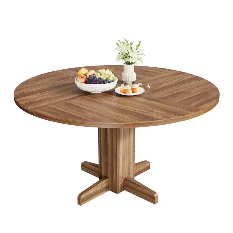 Tavolo da pranzo rotondo da 47 pollici per 4-6 persone, tavolo da cucina circolare stile rustico con base a piedistallo incrociato - Cucina, sala da pranzo, appartamento