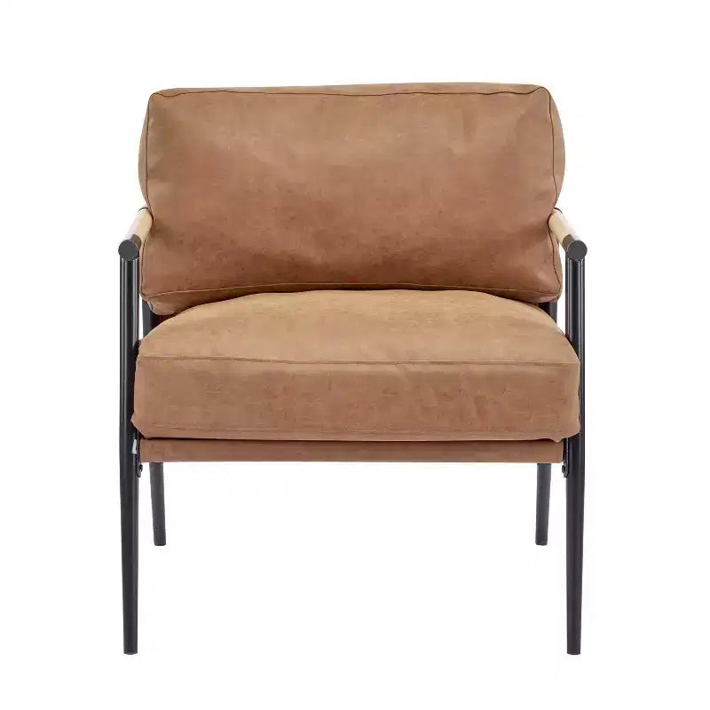 27,56 Sedia d'accento moderna, cuscini in peluche, struttura in metallo, soggiorno, ufficio, multicolore