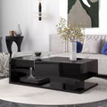 39.3 Coffee Table With Drawer, Tempered Glass, High-Gloss UV Surface Square Wooden Cocktail Table, Household Side End Table