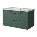 Mobile bagno da 30 pollici con lavabo, armadietto da bagno con cassetti salvaspazio, verde