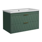 Mobile bagno da 30 pollici con lavabo, armadietto da bagno con cassetti salvaspazio, verde