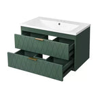 Mobile bagno da 30 pollici con lavabo, armadietto da bagno con cassetti salvaspazio, verde