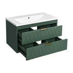 Mobile bagno da 30 pollici con lavabo, armadietto da bagno con cassetti salvaspazio, verde