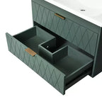 Mobile bagno da 30 pollici con lavabo, armadietto da bagno con cassetti salvaspazio, verde