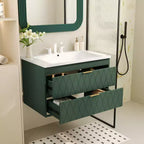 Mobile bagno da 30 pollici con lavabo, armadietto da bagno con cassetti salvaspazio, verde