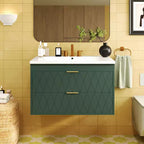 Mobile bagno da 30 pollici con lavabo, armadietto da bagno con cassetti salvaspazio, verde