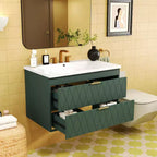 Mobile bagno da 30 pollici con lavabo, armadietto da bagno con cassetti salvaspazio, verde