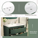 Mobile bagno da 30 pollici con lavabo, armadietto da bagno con cassetti salvaspazio, verde