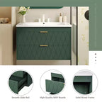 Mobile bagno da 30 pollici con lavabo, armadietto da bagno con cassetti salvaspazio, verde