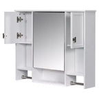 Mobiletto da bagno 35" x 28" con specchio e portasciugamani, armadietto a muro da bagno, pensile in legno, armadietti dei medicinali
