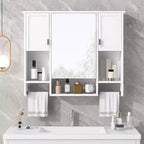 Mobiletto da bagno 35" x 28" con specchio e portasciugamani, armadietto a muro da bagno, pensile in legno, armadietti dei medicinali
