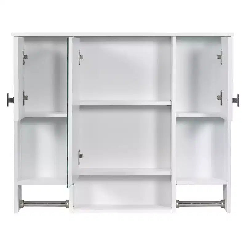Mobiletto da bagno 35" x 28" con specchio e portasciugamani, armadietto a muro da bagno, pensile in legno, armadietti dei medicinali