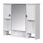 Mobiletto da bagno 35" x 28" con specchio e portasciugamani, armadietto a muro da bagno, pensile in legno, armadietti dei medicinali