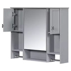 Mobiletto da bagno 35" x 28" con specchio e portasciugamani, armadietto a muro da bagno, pensile in legno, armadietti dei medicinali