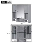 Mobiletto da bagno 35" x 28" con specchio e portasciugamani, armadietto a muro da bagno, pensile in legno, armadietti dei medicinali