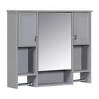 Mobiletto da bagno 35" x 28" con specchio e portasciugamani, armadietto a muro da bagno, pensile in legno, armadietti dei medicinali