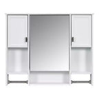 Mobiletto da bagno 35" x 28" con specchio e portasciugamani, armadietto a muro da bagno, pensile in legno, armadietti dei medicinali