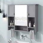 35'' x 28'' Bathroom Medicine Cabinet With Mirror Towels Bar Bathroom Wall Mounted Cabinet Wooden Hanging Cabinet Medicine Cabinets
