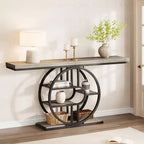 Console per ingresso, scaffali portaoggetti, tavolino stretto a 5 ripiani con scaffali rotondi, per soggiorno, corridoio, struttura in metallo a forma di o