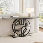 Console per ingresso, scaffali portaoggetti, tavolino stretto a 5 ripiani con scaffali rotondi, per soggiorno, corridoio, struttura in metallo a forma di o