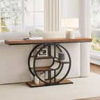 Console per ingresso, scaffali portaoggetti, tavolino stretto a 5 ripiani con scaffali rotondi, per soggiorno, corridoio, struttura in metallo a forma di o