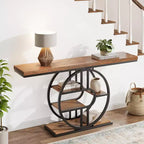 Console per ingresso, scaffali portaoggetti, tavolino stretto a 5 ripiani con scaffali rotondi, per soggiorno, corridoio, struttura in metallo a forma di o