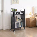 Carrello portaprese da biblioteca, capacità 150 kg, 30,3 x 15 x 48,0 pollici, scaffali a V a lato singolo con ruote bloccabili da 3 pollici, nero