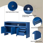Mobiletto contenitore da 60" a buffet con 3 ante, 3 cassetti e ripiano aperto, consolle d'ingresso d'accento, blu navy