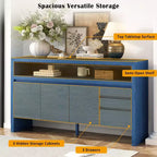 Mobiletto contenitore da 60" a buffet con 3 ante, 3 cassetti e ripiano aperto, consolle d'ingresso d'accento, blu navy