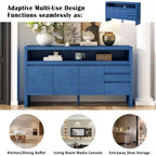 Mobiletto contenitore da 60" a buffet con 3 ante, 3 cassetti e ripiano aperto, consolle d'ingresso d'accento, blu navy