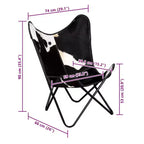 Poltrona Butterfly in vera pelle marrone, ferro verniciato a polvere Standard