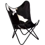 Poltrona Butterfly in vera pelle marrone, ferro verniciato a polvere Standard