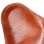 Poltrona Butterfly in vera pelle marrone, ferro verniciato a polvere Standard