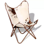 Poltrona Butterfly in vera pelle marrone, ferro verniciato a polvere Standard