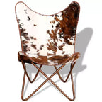 Poltrona Butterfly in vera pelle marrone, ferro verniciato a polvere Standard