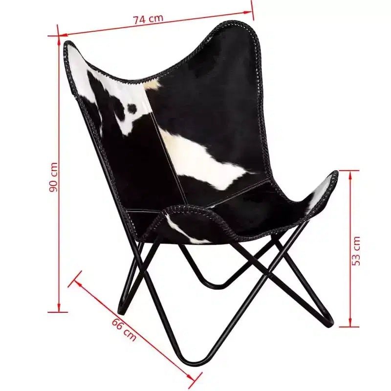 Poltrona Butterfly in vera pelle marrone, ferro verniciato a polvere Standard
