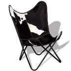Poltrona Butterfly in vera pelle marrone, ferro verniciato a polvere Standard