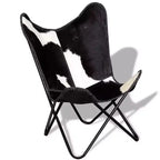 Poltrona Butterfly in vera pelle marrone, ferro verniciato a polvere Standard
