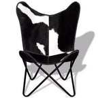 Poltrona Butterfly in vera pelle marrone, ferro verniciato a polvere Standard
