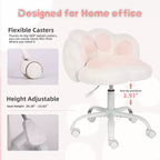 Sedia da scrivania in tessuto Teddy felpato con zampa di gatto, girevole a 360°, altezza regolabile, colore nero/bianco