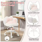 Sedia da scrivania in tessuto Teddy felpato con zampa di gatto, girevole a 360°, altezza regolabile, colore nero/bianco