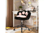 Sedia da scrivania in tessuto Teddy felpato con zampa di gatto, girevole a 360°, altezza regolabile, colore nero/bianco