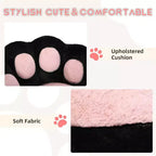 Sedia da scrivania in tessuto Teddy felpato con zampa di gatto, girevole a 360°, altezza regolabile, colore nero/bianco