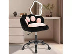 Cat Paw Vanity Chair with 360 Swivel, Plush Teddy Fabric Adjustable Height Office Chair for Desk, Black/White
