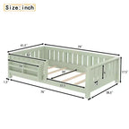 Letto a Pavimento Doppio con Libreria Integrata e Sponda di Sicurezza, Struttura del Letto a Pavimento per Bambini in Legno di Pino, Nessuna Rete a Molle Necessaria, Verde Avocado