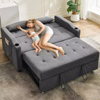 Divano Letto Convertibile, Divanetto Letto in Velluto a Coste con Letto Estraibile, Schienale Regolabile e Tasche Laterali, Divano Moderno Imbottito per Ufficio Domestico
