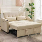 Divano Letto Convertibile, Divanetto Letto in Velluto a Coste con Letto Estraibile, Schienale Regolabile e Tasche Laterali, Divano Moderno Imbottito per Ufficio Domestico