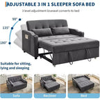 Divano Letto Convertibile, Divanetto Letto in Velluto a Coste con Letto Estraibile, Schienale Regolabile e Tasche Laterali, Divano Moderno Imbottito per Ufficio Domestico