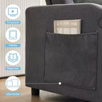 Divano Letto Convertibile, Divanetto Letto in Velluto a Coste con Letto Estraibile, Schienale Regolabile e Tasche Laterali, Divano Moderno Imbottito per Ufficio Domestico