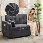 Divano Letto Convertibile, Divanetto Letto in Velluto a Coste con Letto Estraibile, Schienale Regolabile e Tasche Laterali, Divano Moderno Imbottito per Ufficio Domestico